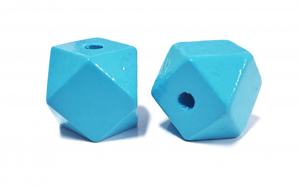 Hexagonperle Holz helltürkis 15mm